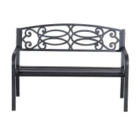Outsunny 2 Seater 50" Steel Flowering Design Decorative Lawn Patio Garden Bench(m-3)