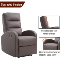 HomCom Modern PU Leather Living Room Manual Recliner Lounger Sofa Chair - Brown(m-7)