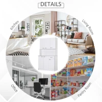 HomCom 71" Contemporary Freestanding Kitchen Buffet Hutch Cabinet with Server and Storage - White and Grey(m-4)