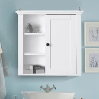 HomCom 21" Wood Wall Mount Bathroom Linen Storage Cabinet - White(m-1)