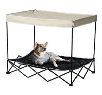 PawHut 40" Cooling Pet Mesh Elevated Dog Cot Bed With Shade Canopy(m-2)