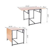 HomCom 47" Versatile Wood Top Drop Leaf Office Computer Desk Folding Side Table - Black(m-5)