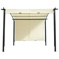 Outsunny 10’ x 12’ Steel Fabric Retractable Pergola Canopy Shade Kit - Cream White(m-4)
