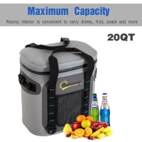 Outsunny 20 Quart Waterproof Portable Insulated Soft Sided Cooler Picnic Tote Bag - Grey(m-4)