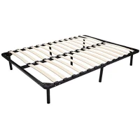 HomCom Full Size Torsion Arched Wood Slat Steel Platform Bed Mattress Frame - Black(m-1)