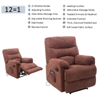 HomCom Faux Suede Heated Vibrating Massage Recliner Chair with Remote - Cinnamon Brown(m-5)