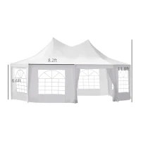 Outsunny Outdoor Event Tent 22.3ft Octagonal Wedding Party Outdoor Shelter with 8 Removable Walls - White(m-3)
