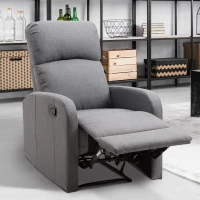 HomCom Linen Fabric Manual Recliner Lounger Chair  with Footrest - Grey(m-4)
