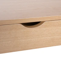 HomCom 20" Wood Metal Modern Computer Desk with Slide Out Drawers - Natural Wood / Black(m-9)