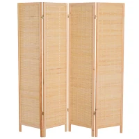 HomCom 6' 4-Panel Bamboo Screen Freestanding Room Divider(m-6)