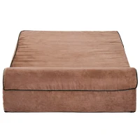 PawHut Orthopedic 52" x 36" Suede Padded Pet Dog Bed  Memory Foam Bolster with Pillow - Brown with Army Green Liner(m-7)