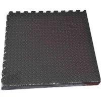 Soozier 24 sq ft Exercise Interlocking Protective Flooring - Six 24" x 24" x 3/8" Tiles - Black Diam(m-1)