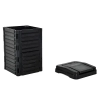 Outsunny 300L Organic Waste Compost Bin - Black(m-4)
