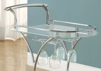 Monarch Contemporary Frosted Glass Shelves Chrome Metal Frame Drink Serving Cart with Bottle and Glass Storage(m-3)