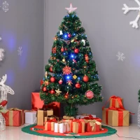 Open Box HomCom 4' Artificial Pre-Lit Fiber Optic LED Light-Up Christmas Tree with 8 Light Settings and Stand - Green(m-3)