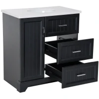 Kleankin 34” Modern Ceramic Sink Bathroom Vanity Set(m-6)