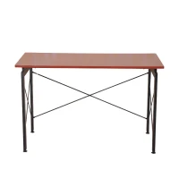 HomCom 48" Sturdy Simple Late Modern Home Office Desk Workstation with Anti-Slip Feet - Chestnut Brown / Black(m-3)