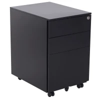 Vinsetto 24" Metal 3 Drawer Locking Under Desk Filing Cabinet On Wheels - Black(m-1)