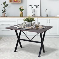 Open Box HOMCOM Drop Leaf Folding 6-Person 3-Stage Versatile Dining Table  43" L (fully extended)  Brown(m-2)