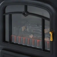 HOMCOM 16" 1500W Compact Freestanding Electric Wood Stove Fireplace Heater With Realistic Flames - Black(m-11)