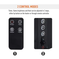 HOMCOM 5200 BTU 750W/1500W Electric Log Set Heater with Realistic Ember Bed - Black(m-5)