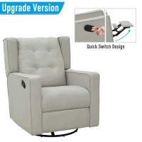 HomCom Lazy Boy Swivel Recliner Linen Fabric Gliding Recliner Sofa Chair - Beige(m-6)