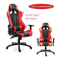 HomCom High Back Racing Style Ergonomic Gaming Chair With Support Pillows - Black / Red(m-7)