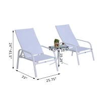 Outsunny 5 Piece Metal Outdoor Patio Furniture Leisure Set - Cream White(m-3)