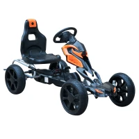 Aosom Kids Outdoor Pedal Powered Ride-On Go Kart Racer Car with Hand Brake and Non-Slip Wheels - Orange(m-1)