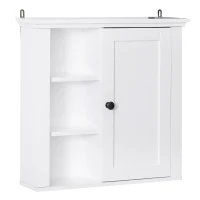 HomCom 21" Wood Wall Mount Bathroom Linen Storage Cabinet - White(m-10)