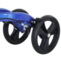 HOMCOM Foldable Dual Pad Steerable Leg Knee Walker Scooter for The Old Medical Walker Wheelchair with Basket Attachment - Blue(m-12)