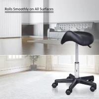 HomCom Ergonomic Adjustable Hydraulic Rolling Swivel Spa Salon Saddle Stool Chair - Black(m-5)