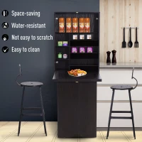 HomCom Wooden Contemporary Corner Writing Table Fold Out Convertible Wall Mount Desk - Espresso Brown(m-4)