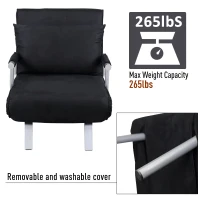 HomCom Single Person Folding 5 Position Steel Convertible Sleeper Bed Sofa Chair - Black(m-6)