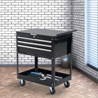 Open Box HomCom 4-Drawer Top Storage Rolling Tool Chest Cart - Black(m-4)
