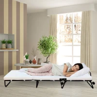 HomCom Twin Size Folding Convertible Sleeper Bed Ottoman with Beige Slipcover(m-12)