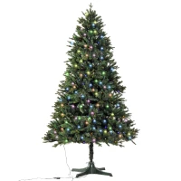 HomCom 6.9' PVC Needles Rotating Prelit Artificial Pine Christmas Tree - Green(m-10)