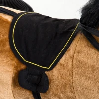 Qaba Durable Kids Stuffed Style Bouncing Spring Rocking Horse Toy Christmas Gift with Realistic Sounds and Solid Metal Frame(m-10)