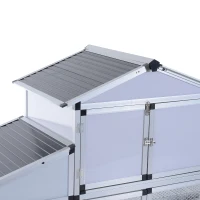 Pawhut 100” Plastic Backyard Chicken Coop Kit with Nesting Box and Outdoor Run(m-7)