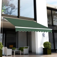 Open Box Outsunny 10' x 8' Exterior Manual Window Awning Sun Rain Shade Cover - Green(m-2)