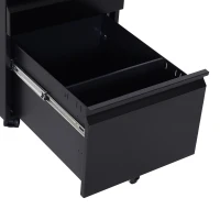 HomCom 24" Steel 3 Drawer Locking File Cabinet on Wheels - Black(m-8)