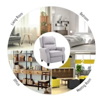 HOMCOM Modern Manual Recliner Armchair with Retractable Footrest  Grey(m-4)