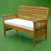 Outsunny 4 Piece Outdoor Acacia Wood Loveseat Coffee Table Lounger Conversation Set(m-7)