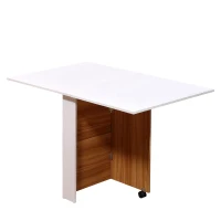 HOMCOM 47" Compact Folding Dining Table Foldable Wooden Table with Wheels Dining Room Furniture- Oak/White(m-1)