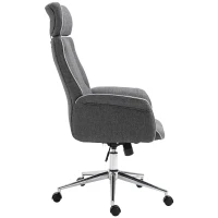 Vinsetto Adjustable Linen Fabric Swivel Home Office Chair with Arms  Upholstered  High Back  Grey(m-3)