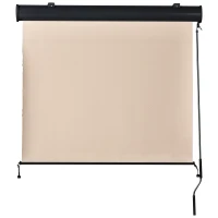 Outsunny Retractable Exterior Roller Shade Cordless Roller Shade Privacy for Balcony with UV Protection Sand Color Safety Crank Operation(m-4)