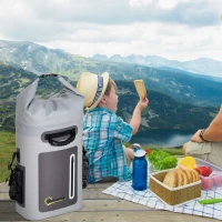 Outsunny 25 Quart Capacity Soft Sided Waterproof Insulated Backpack Cooler Bag - Grey(m-3)