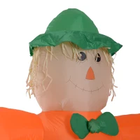 HOMCOM 7’ LED Outdoor Halloween Thanksgiving Inflatable Decoration - Smiling Scarecrow Holding Pumpkin(m-8)