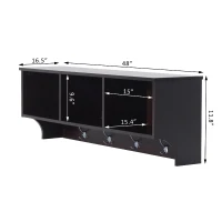 HomCom 48" Modern Floating Combination Storage Shelf Cubby Coat Rack - Dark Brown(m-4)