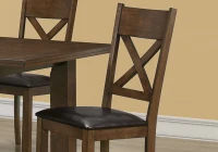 Monarch 2 Piece 40" PU Leather Padded Wooden X Back Armless Side Dining Chair Set - Walnut / Dark Brown Finish(m-3)